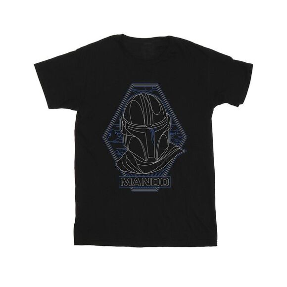 Star Wars Mens The Mandalorian Outline Helm Diamond T-Shirt / Black - Picture 1 of 3